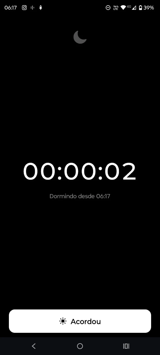 Modo noturno com cronômetro de sono do bebê